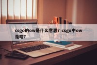 csgo的ow是什么意思？csgo中ow是啥？