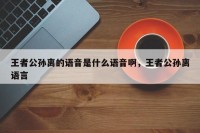 王者公孙离的语音是什么语音啊，王者公孙离语言