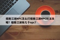 烟雨江湖NPC怎么打烟雨江湖NPC玩法攻略？烟雨江湖有几个npc？