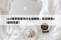 csol紫荆花都为什么被删除，反恐精英ol紫荆花都？
