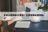 王者云缨技能CD多长？王者荣耀云缨技能cd？