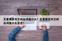 王者里花木兰的台词是什么？王者里花木兰的台词是什么意思？