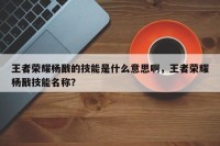 王者荣耀杨戬的技能是什么意思啊，王者荣耀杨戬技能名称？