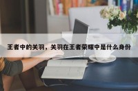 王者中的关羽，关羽在王者荣耀中是什么身份