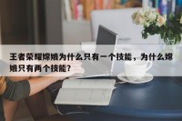 王者荣耀嫦娥为什么只有一个技能，为什么嫦娥只有两个技能？