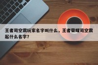 王者司空震玩家名字叫什么，王者荣耀司空震起什么名字？
