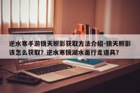 逆水寒手游镜天照影获取方法介绍-镜天照影该怎么获取？逆水寒镜湖水面行走道具？